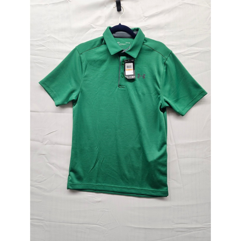 Under Armour Mens Tech Polo Shirt Green Short Sleeve Loose Fit 1290140 NWT Small